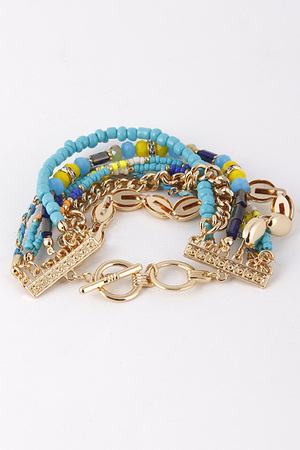 Mixed Bead Stranded Chain Bracelet 5ECA8